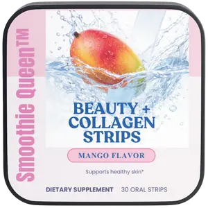 Smoothie Queen™ Beauty + Collagen Strips Mango Flavor 30 Oral Strips Dietary Supplement for Healthy Skin Edible Healthcare