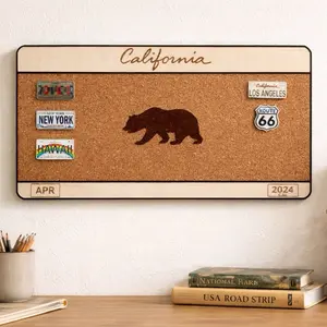 Cali license plate inspired pin board