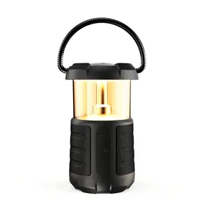 Black Camping Lantern & Bluetooth Speaker: 3-in-1 multifunctional lamp with sleep aid, TF card support, 30 modes, rechargeable, IPX6 waterproof