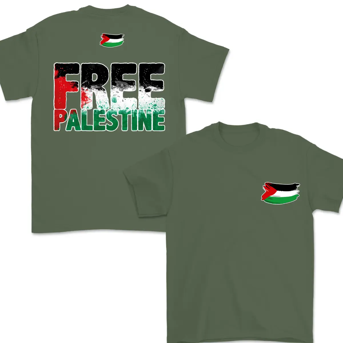 Free Palestine Graphic Tee, Flag Solidarity 2-Sided Print T-Shirt, Unisex Cotton Graphic Tee