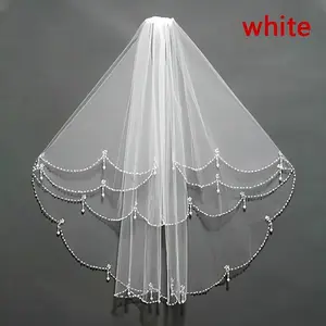 1 piece of elegant beaded bridal veil - Exquisite tulle paired with beautiful beadwork, a romantic wedding accessory, suitable for brides, balls, photography and special occasions, enhancing evening wear, high-end craftsmanship