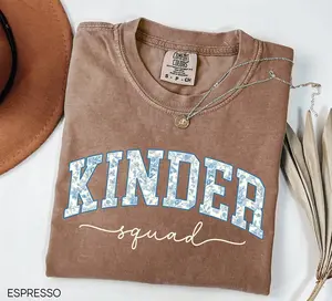 Comfort Colors Kinder Squad Shirt, Toile de Jouy Kindergarten Shirt, Kindergarten Teacher Shirt, Teacher Team T-shirt, Kinder Crew