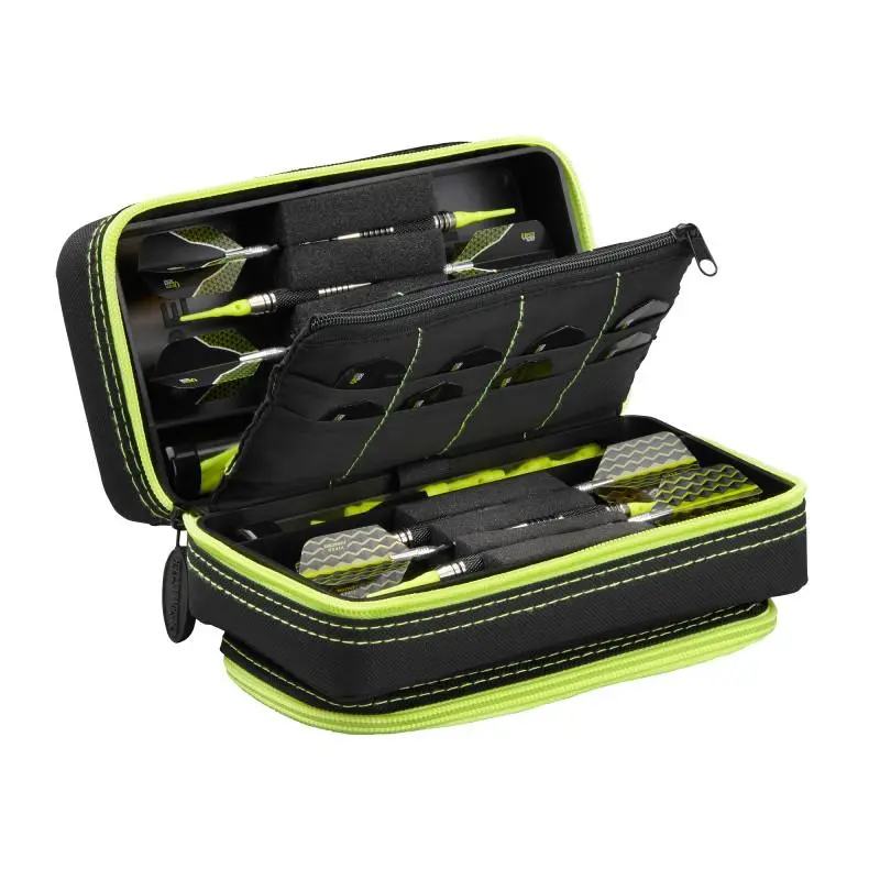 Hard Shell Dart Case for 6 Assembled Sets, Portable Nylon Gear Storage for Soft & Steel Tips with Phone Pocket and 16 Accessory Slots, Darts Gear
