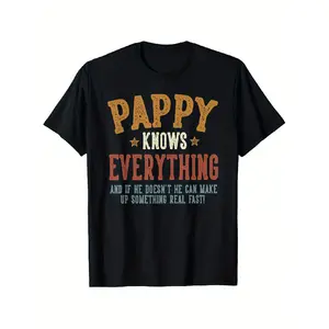 Pappy Knows Everything Funny Slogan T-Shirt for Men & Women - 100% Cotton Breathable Crew Neck Short Sleeve Tee with Pappy's Rules (S-XXXL) - Humorous Gift for Dad, Grandpa, Husband - All-Season Casual Wear & Family Matching Outfits