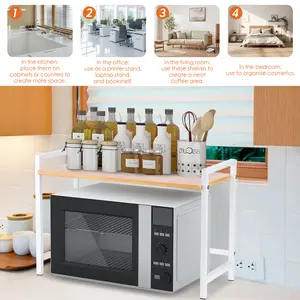 Microwave Storage Stand Heavy Duty Over Microwave Shelf Multi-Function Kitchen Storage Rack for Kitchen Countertop NEW