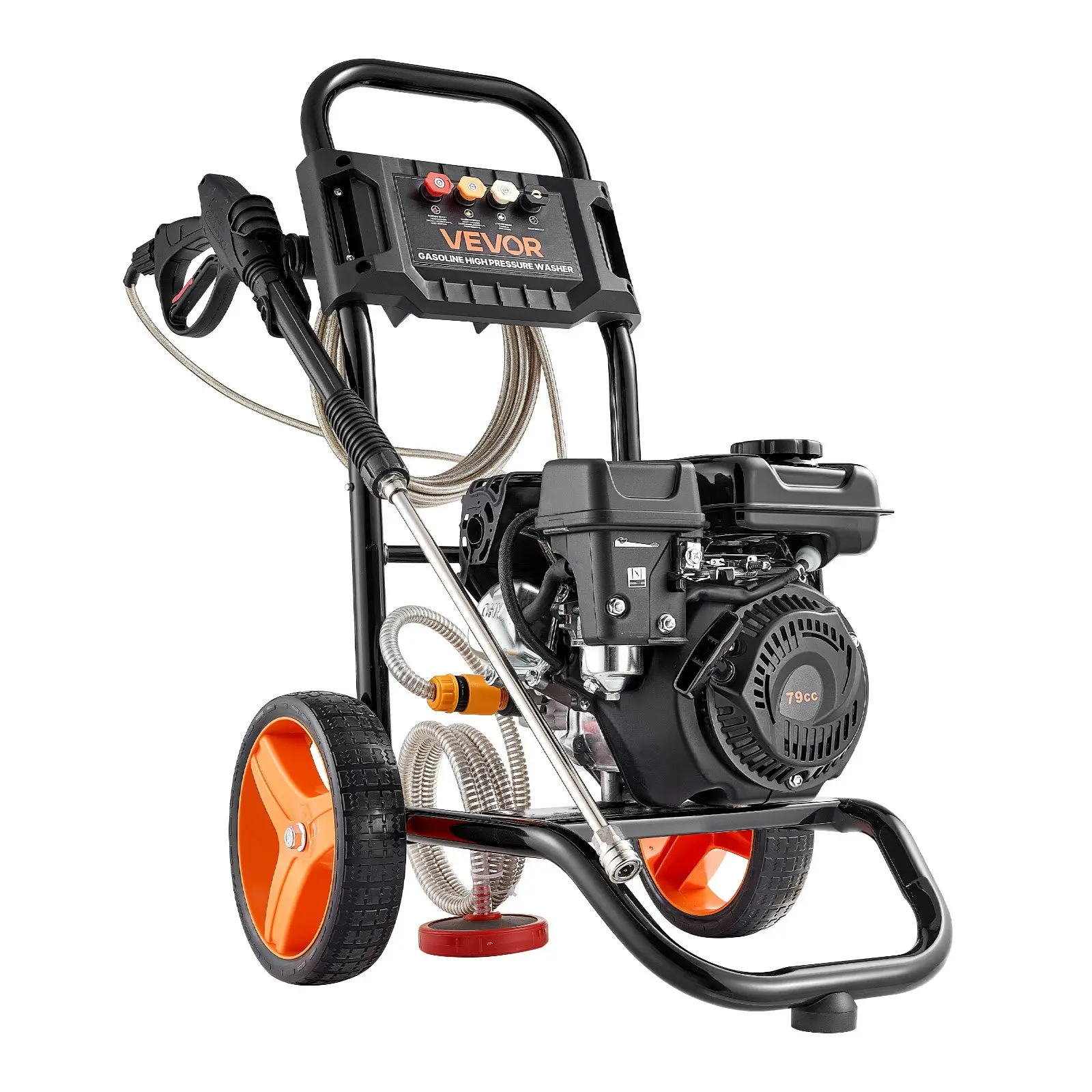 【Summerfinds】VEVOR Portable Gas Powered Pressure Washer, 2900 PSI Max, 1.85 Max GPM, 1.6L, Upgraded Aluminum Alloy Pump, Spray Gun Set, Wand, Stainless Nozzles, Trolley Handle, Pressure Cleaning Tool Kit for Cars, Driveways, Pressure Cleaning Tools