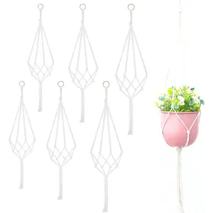 6 Pack Macrame  Hanger Indoor  Planter for  Holder with 3 Sizes 23.62",31.5",39.37" Crochet  Holder Stand,for  Bedroom Window  Decor