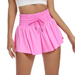 Flowy Athletic Shorts for Women Workout Running Gym Yoga Sport Active Skort High Waist with Pockets Spandex Biker Underneath Butterfly Tennis Skirt Girls Cute Comfy Clothes Casual Summer Outfits