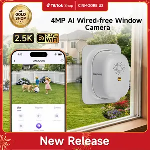 CINMOORE Wireless Window Security Camera 4MP 2.5K , Indoor WiFi Cameras 2.4GHz WiFi with  Cinmoore  AI Color Night Vision,Person & Motion Detection,24/7 Recording,Easy & Quick Install,SD Card&Cloud Device