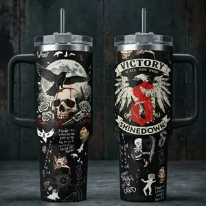 Shinedown Victory Skull Tumbler 40oz 20oz Rock Music Custom Cup 40 oz Tumbler With Handle, Tumbler 20oz No Handle, Gifts For Fans