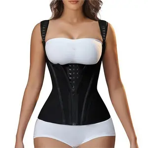Waist Trainer forWomen for Tummy Control Sports, Workout Hourglass Vest Waist Cincher with Adjustable Shoulder Strap Shapewear Womenswear Tops Comfort Compression Sexy Comfortable Fit Fitness Women's Solid Zipper
