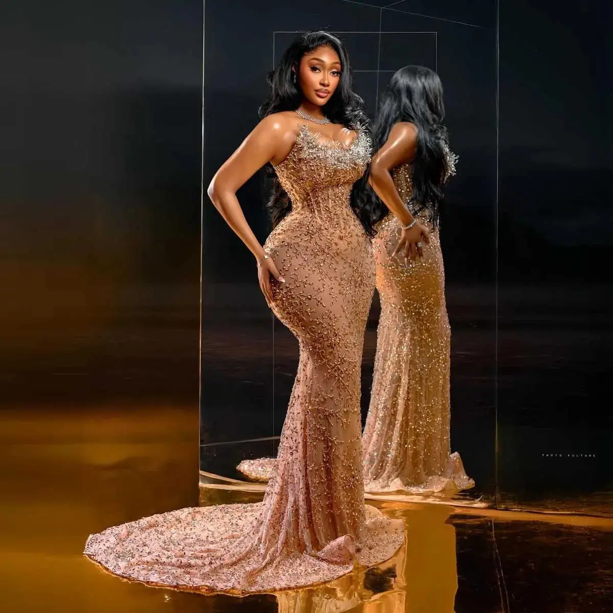 WOMEN Luxury Golden Beaded Birthday Dress Wedding Reception Gown Bridal Evening Dresses - TikTok Shop WOMEN Luxury Golden Beaded Birthday Dress Wedding Reception Gown Bridal Evening Dresses - TikTok Shop