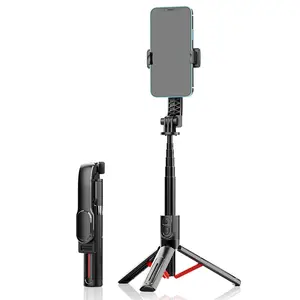 K26 35.4-inch (90cm) aluminum alloy handheld wireless selfie stick tripod with phone clip button and plastic remote control