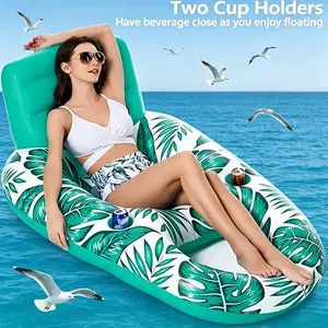 Inflatable Pool Float for Adults – Floating Lounge Chair Raft with Cup Holders, Water Lounger for Pool, Lake & Beach, Perfect Pool Party Toys