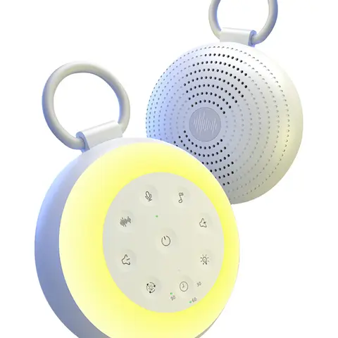 Vaydeer Rechargeable Battery White Noise Sound Machine Speaker - Portable USB Plastic Bluetooth Audio Device, 24 Soothing Sounds, 7 Night Light Colors, 5V, Timer, for Sleep, Office Privacy