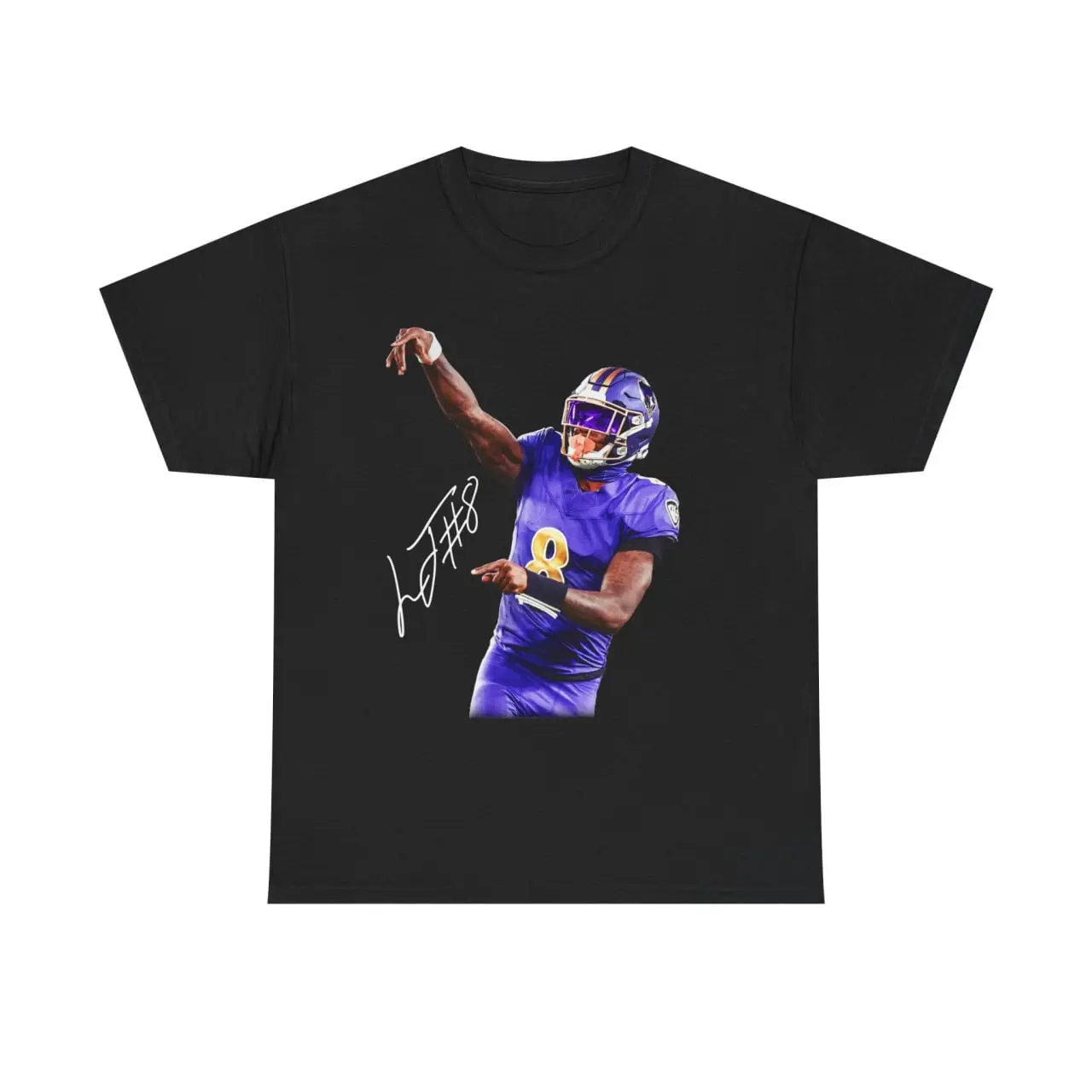 Adult Lamar Jackson Tee, Baltimore Football Nation Cotton T-Shirt, Baltimore Fans Outfit, Game Day Outfits, Gift For Sport Fans