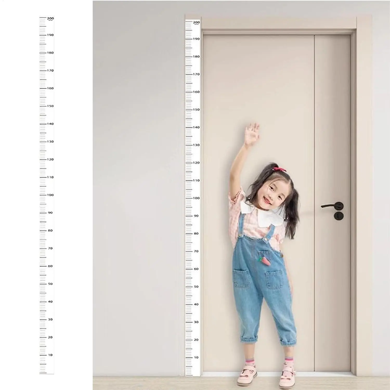 200x5cm Kids Height Growth Chart Ruler Transparent Wall Sticker Waterproof Self-Adhesive Height Measure Tracker for Bedroom