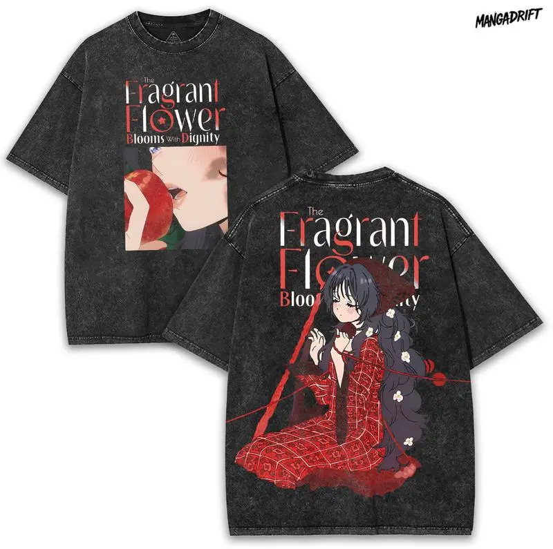 Kaoruko Waguri – Washed Anime Tee from Kaoru Hana wa Rin to Saku – 260GSM Shirt Featuring Solitary Kaoruko Pose | Designed for Quiet Souls Cotton Menswear