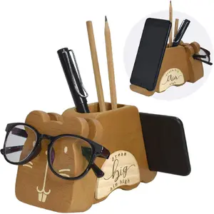 Wood Multipurpose Eyeglass Phone Pen & Hamster Pencil Holder
