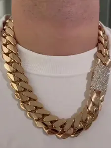 Haute Luxury Custom Diamond Inlaid Lock, 20mm Wide Miami Cuban Chain, Sterling Silver Men's Necklace, Anniversary Gift