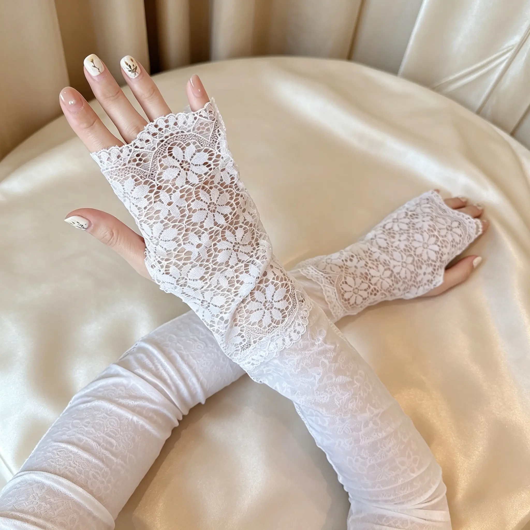 Lace Sun Protection Arm Sleeves – UV Sun Blocking Stretch Sleeves for Women & Outdoor Sports