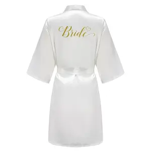 Wedding Bride Bridesmaid Robe Dressing Gown Sexy Women Nightgown Short Sleepwear Mother Maid of Honor Kimono
