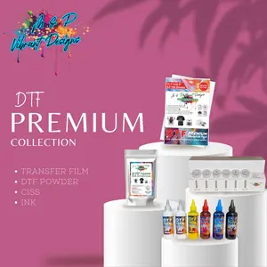 DTF COMBO KIT. Includes DTF powder, ink, and transfer film.