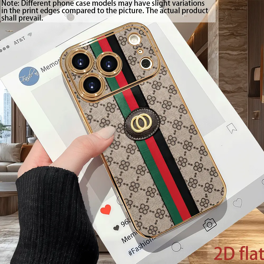 Vintage Stripe Monogram Print Phone Case with Circular Decorative Emblem - Shockproof Full-Wrap Protective Cover for iPhone 14/15/16/17