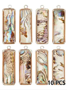 10 Pieces Abalone Shell Jewelry Making Supplies, Natural Seafood Shell Pendant, Handmade Craft Material, Ideal for DIY Projects