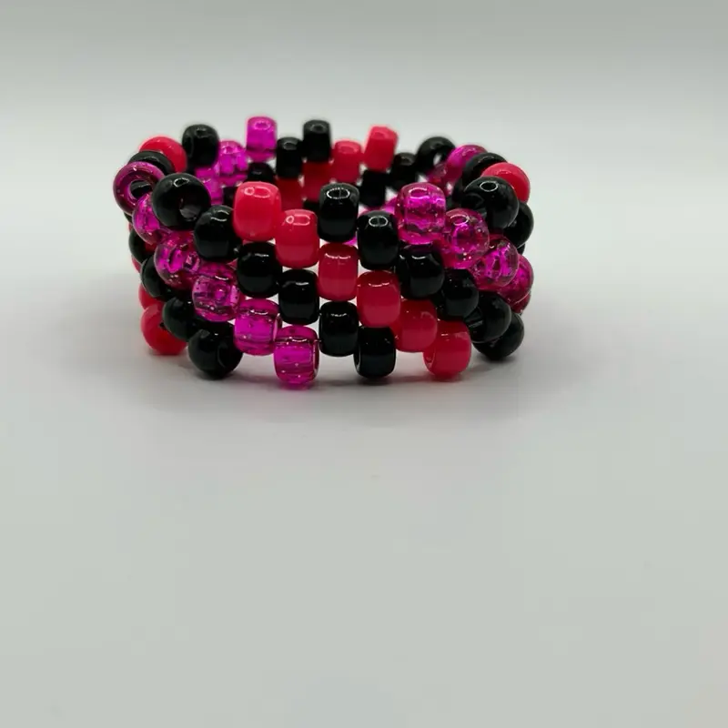 Kandi Black and Hot Pink Swirl Cuff - Stylish Design for Versatile Wear