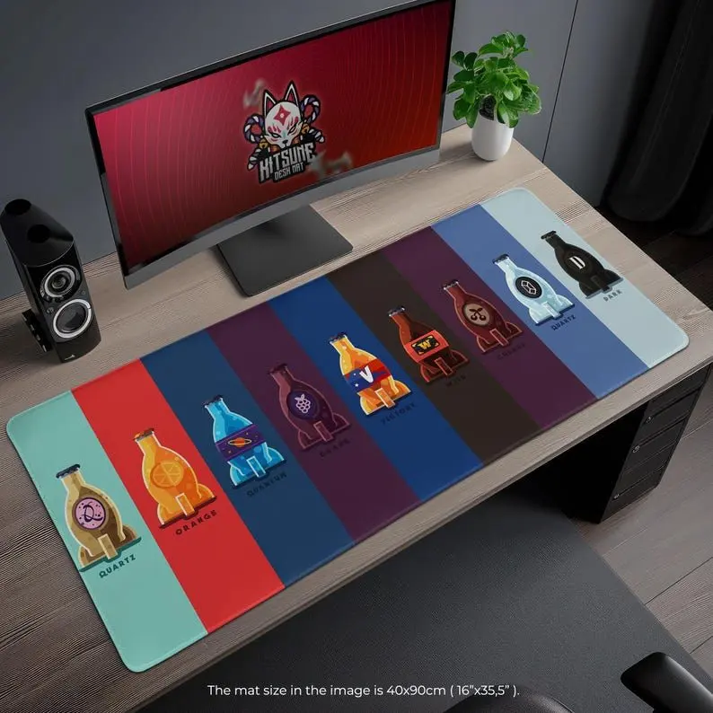 Nuka-Cola Desk Mat - Fallout-Inspired Mouse Pad with Iconic Bottles Design, Gaming Table Cushion, Gift for Gamers, Desk Decor