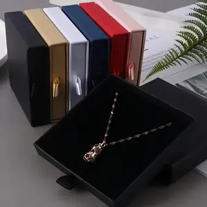 Jewelry Gift Box without Jewelry, 1 Count Durable Thick Cardboard Storage Box, Slide Out Drawer Gift Packaging for Ring, Necklace, Bracelet, Earrings, Jewelry Boxes