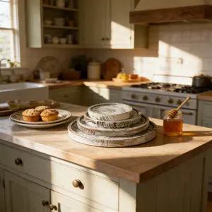 Elevate your space with this chic distressed white round wood tray set!Rustic farmhouse charm for coffee tables & kitchen decor✨