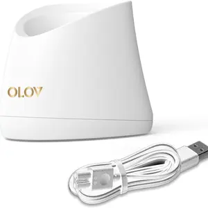 Replacement Charging Base for OLOV Groin Hair Trimmer, USB Recharge Dock & Charging Stand Compatible for OLOV Trimmer, Charging Dock with USB Power Cord (White) Comfort Chargeable