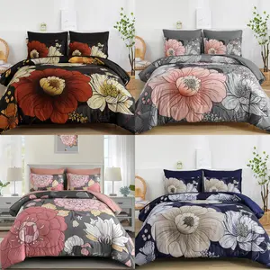 Floral Comforter Set Queen Size 7 Pieces Bed in a Bag Flower Bedding Sets Lightweight Boho Bed Set with Sheet,Pillowcases&Shams for All Season