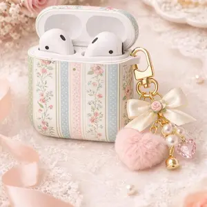 Custom Name Love Shack Fancy Inspired Floral Airpod Case, Coquette Pink Bow Rose, Designer Accessories Gift for Her Airpod Gen 1 2 3 4 Gift