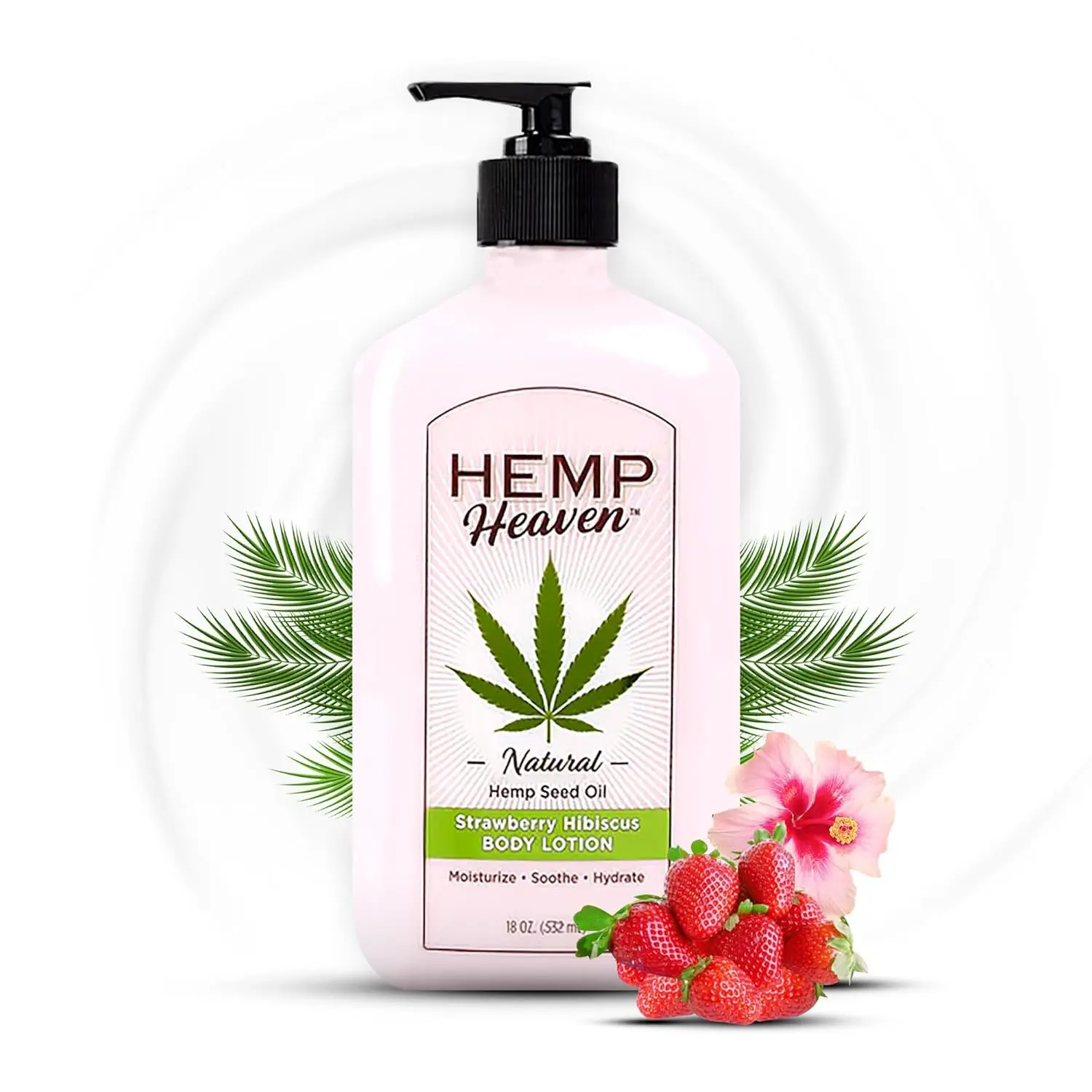 Hemp Lotion - Natural Hemp Seed Oil, Paraben-Free, 18oz, Made in USA, Nourishing for Men & Women, EWG Verified, Anti-Aging (Strawaberry Hibiscus)