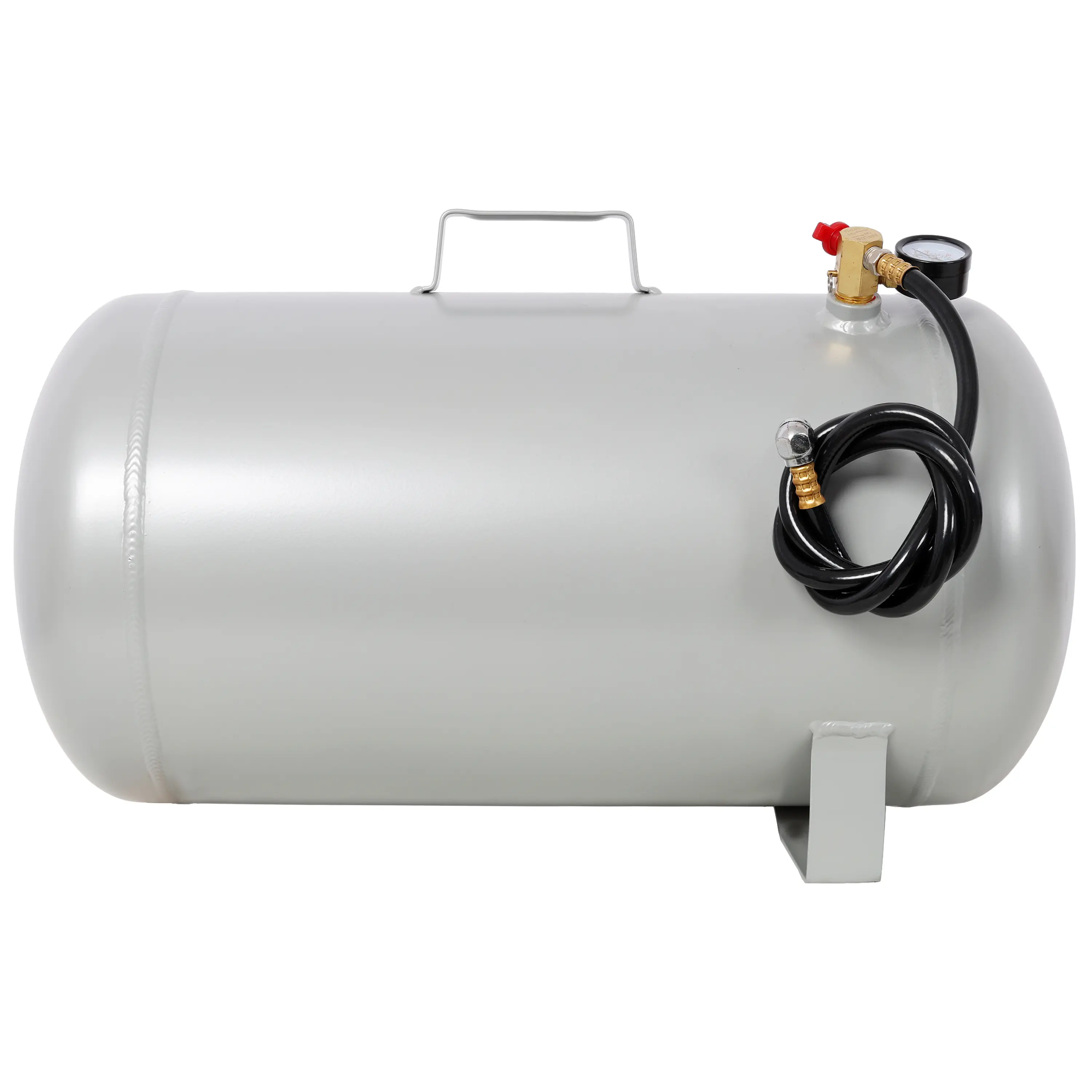 Portable 5-11 Gal Aluminum Air Compressor Tank, Lightweight Durable Design with Pressure Gauge, Safety Valve, 47-in Hose for Easy Tool Connection