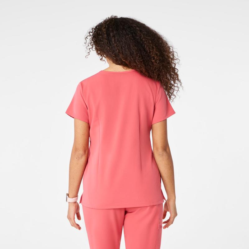 women's Pulmonary Pink Catarina Petite - One-Pocket Scrub Top