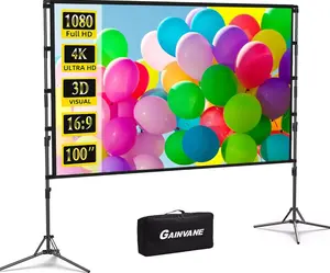 100" Proyeccion Pantalla 16:9 Proyector Peliculas Para Casa Screen Con Soporte