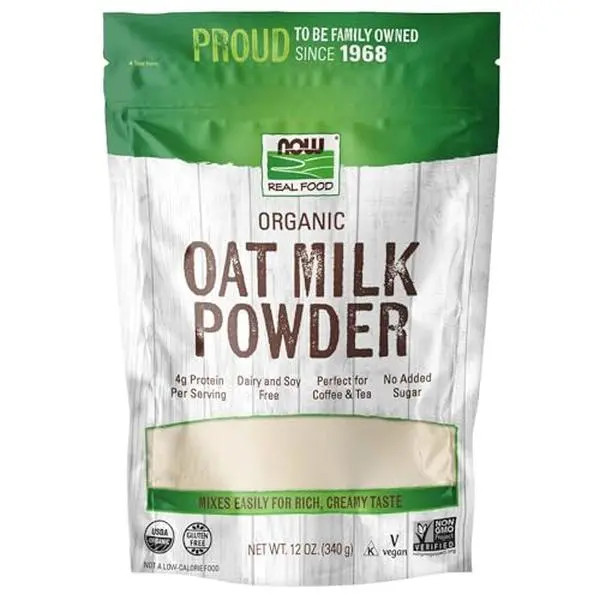 NOW Foods, Organic Oat Milk Powder, Dairy and Soy Free, No Sugar Added, Vegan, NGMO, Gluten Free, 12 Ounce