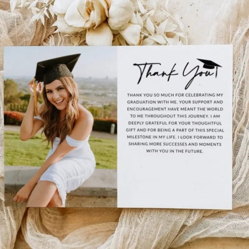 1PC Graduation Thank You Card Template with Photo, Personalized Graduation Card Design, Customizable Graduation Gift for Congratulations