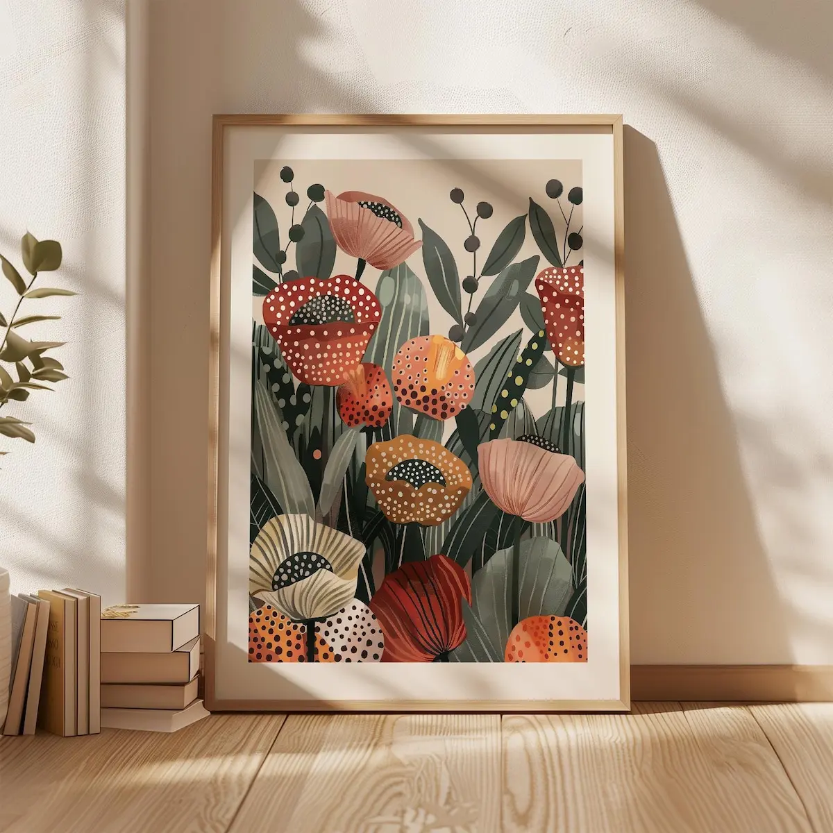 Poppy Flower Poster – Vibrant Red and Orange Botanical Wall Art, Modern Floral Print, Room Decor, Unframed