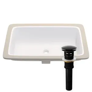 Novatto NP-U233921ORB Novatto NP-U233921ORB Rectangular White Undermount Sink with Oil-Rubbed Bronze Overflow Drain