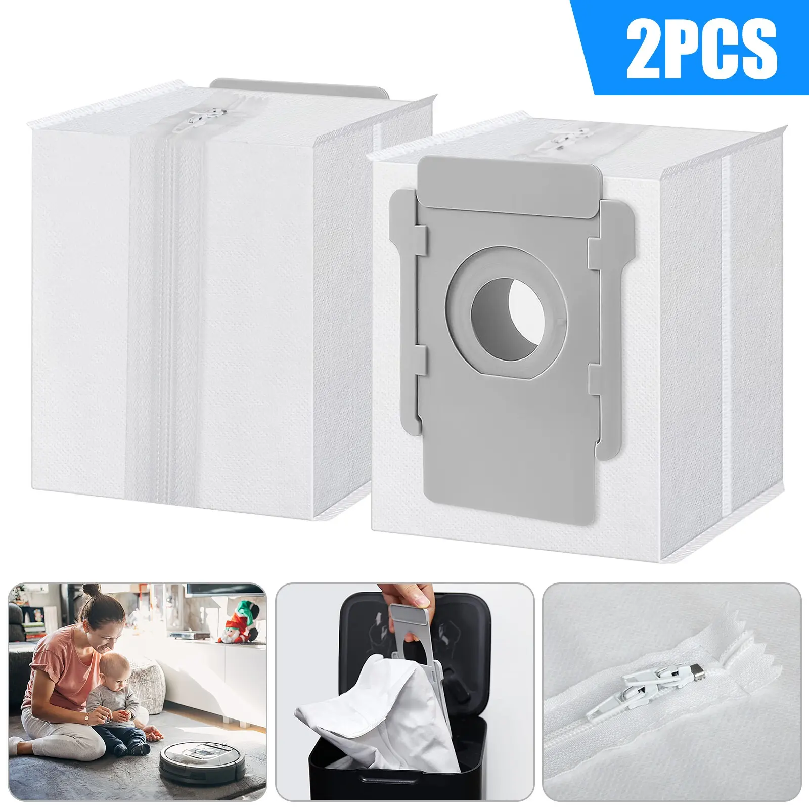 2X Reusable Zippered Dust Bag for iRobot Roomba i3 i4 i6 i7 i8 s9 i and s Series