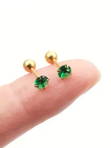 6pcs 316L Stainless Steel Hypoallergenic Earrings, /clear/blue/// Colors, Dainty Hoop/stud Design, All-Season Wear, Studs Earrings, Minimalist Earrings