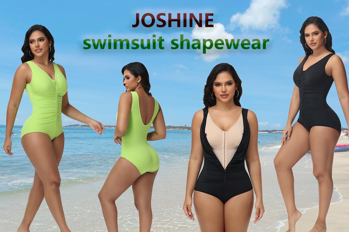 JOSHINE SHAPER Women's One-Piece Swimsuit with Tummy Control, Full Coverage, Pleated V-Neck Design, Shaping Swimsuit, U-Shaped Backless Swimsuit, Double-Layer Comfortable and Versatile Shaping Swimsuit