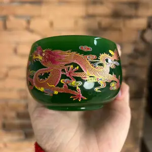 Green Dragon & Phoenix Ceramic Cup | 2026 Good Luck