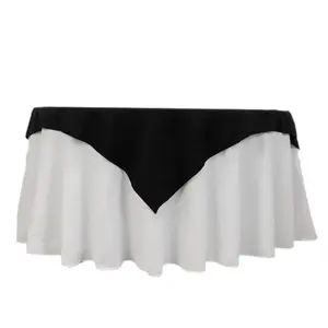 Cotton Blend 54"x54" Table Overlay Square Tablecloth Black - Wrinkle-Resistant Finish for Modern Table Settings