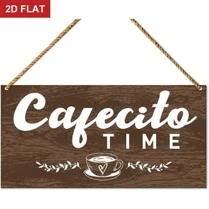 Farmhouse Coffee Door Sign - Cafecito Time, Rustic Decor for Home, Kitchen, Dining Room, Office, Shop, Cafe for Coffee Lovers  11.8x5.9 In Rustic Farmhouse Design Vintage Plaque Decor